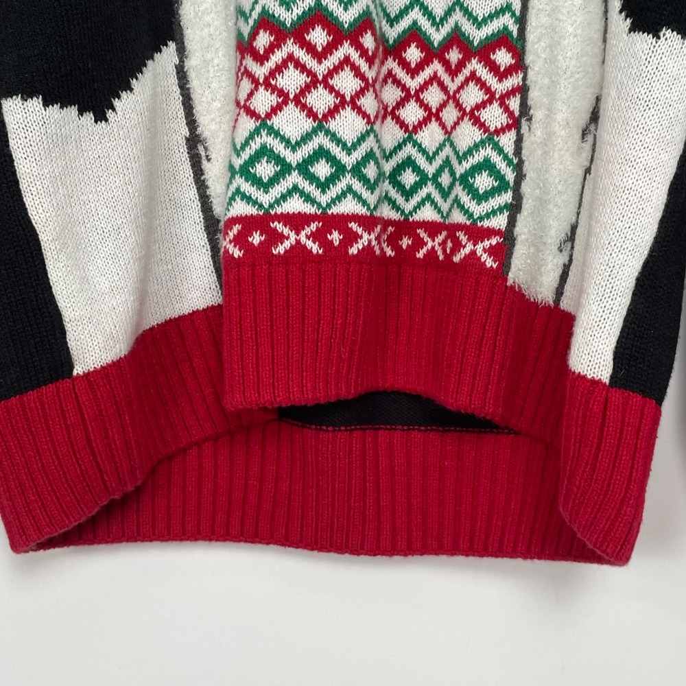 Ugly Christmas Polar Bear Snowflake Holiday Party Knit Crew Neck Sweater Medium - Picture 3 of 10